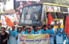 ABVP protest for reduction of bus fares in city